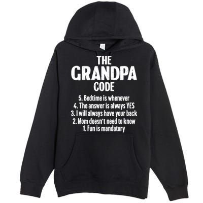 The Grandpa Code Cool Best Grandfather Humor Joke Premium Pullover Hoodie