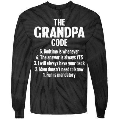 The Grandpa Code Cool Best Grandfather Humor Joke Tie-Dye Long Sleeve Shirt