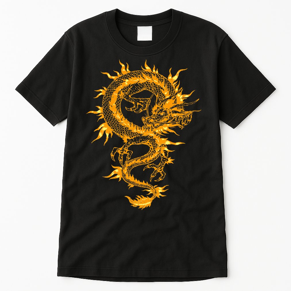 Traditional Golden Chinese Asian Culture Dragon Silhouette  Tall T-Shirt