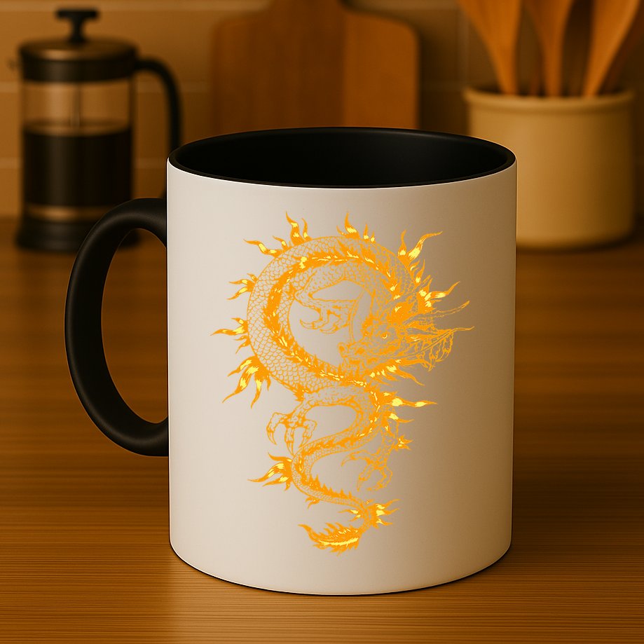 Traditional Golden Chinese Asian Culture Dragon Silhouette  Mug