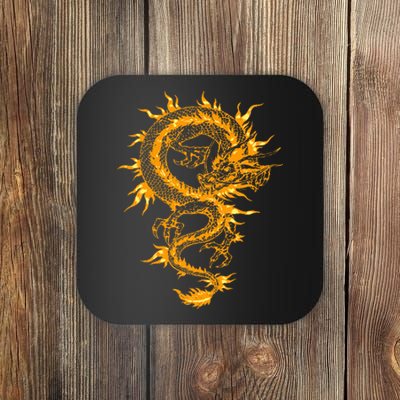 Traditional Golden Chinese Asian Culture Dragon Silhouette  Coaster