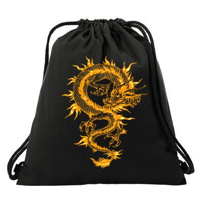 Traditional Golden Chinese Asian Culture Dragon Silhouette  Drawstring Bag