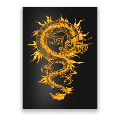 Traditional Golden Chinese Asian Culture Dragon Silhouette  Poster