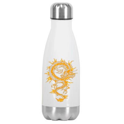 Traditional Golden Chinese Asian Culture Dragon Silhouette  Stainless Steel Insulated Water Bottle