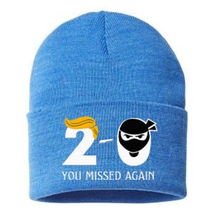 Trump Golf Course Gunshots 20 You Missed Again Sustainable Knit Beanie