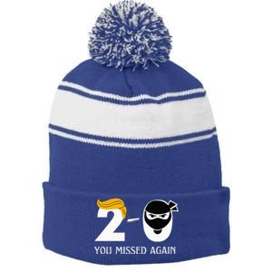 Trump Golf Course Gunshots 20 You Missed Again Stripe Pom Pom Beanie