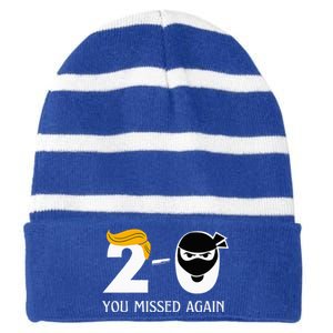 Trump Golf Course Gunshots 20 You Missed Again Striped Beanie with Solid Band