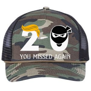 Trump Golf Course Gunshots 20 You Missed Again Retro Rope Trucker Hat Cap