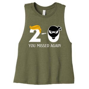 Trump Golf Course Gunshots 20 You Missed Again Women's Racerback Cropped Tank