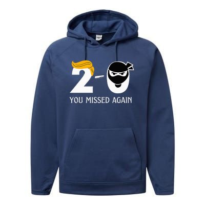 Trump Golf Course Gunshots 20 You Missed Again Performance Fleece Hoodie