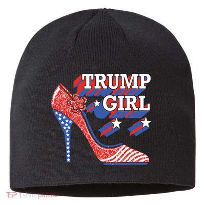 Trump Girl Cute High Heel American Usa Flag Sustainable Beanie