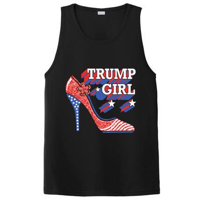 Trump Girl Cute High Heel American Usa Flag PosiCharge Competitor Tank