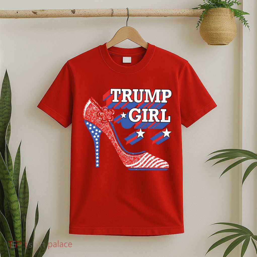 Trump Girl Cute High Heel American Usa Flag T-Shirt