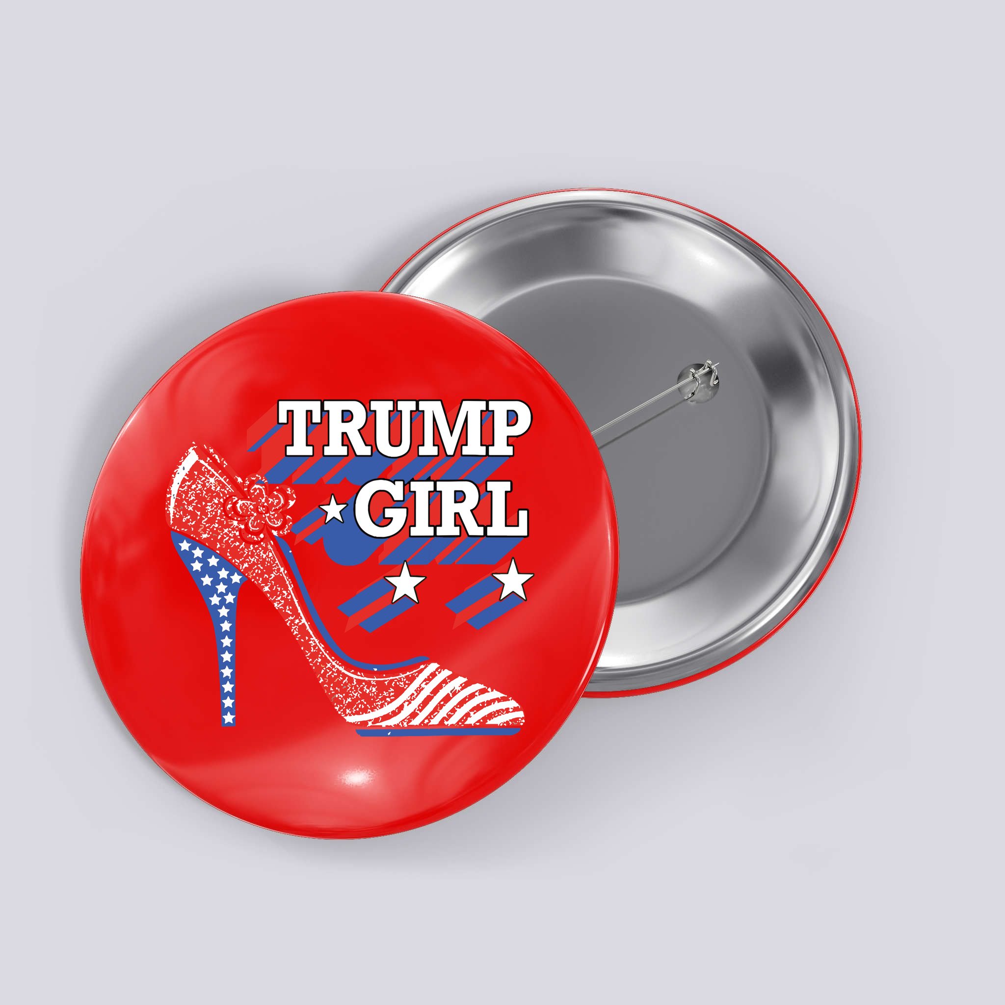 Trump Girl Cute High Heel American Usa Flag Button