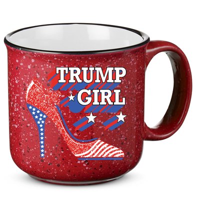 Trump Girl Cute High Heel American Usa Flag 15oz Campfire Ceramic Mug