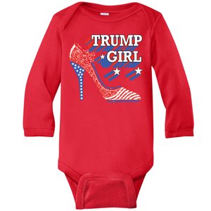 Trump Girl Cute High Heel American Usa Flag Baby Long Sleeve Bodysuit