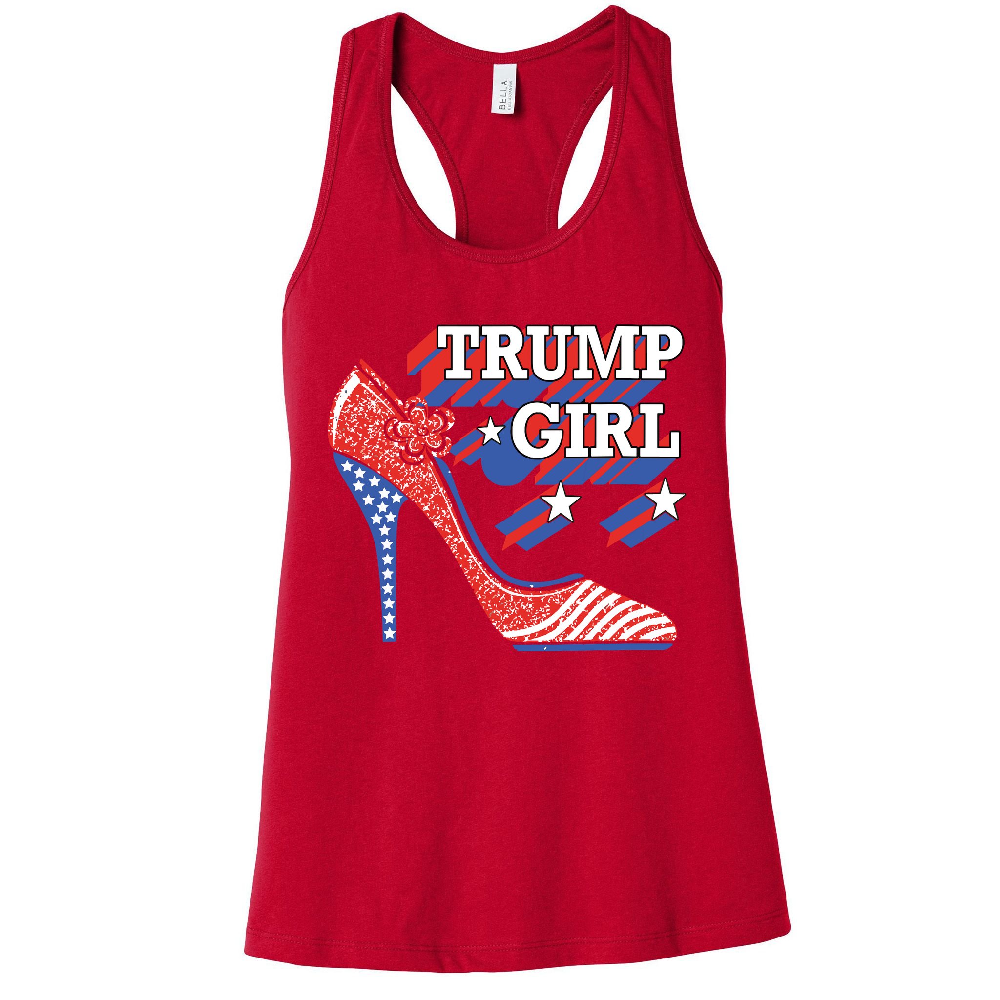 Trump Girl Cute High Heel American Usa Flag Womens Tank Top