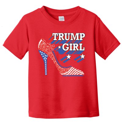 Trump Girl Cute High Heel American Usa Flag Toddler T-Shirt