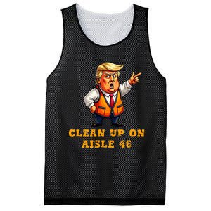 Trump Garbage Clean Up On Aisle 46 Man Safety Vest Trash Mesh Reversible Basketball Jersey Tank