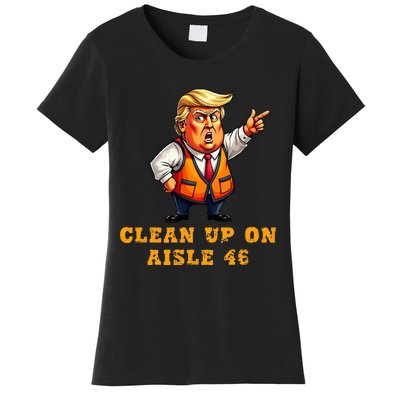 Trump Garbage Clean Up On Aisle 46 Man Safety Vest Trash Women's T-Shirt