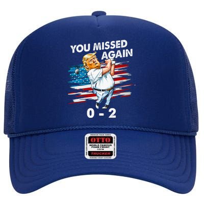 Trump Golf Course Gunshots 02 Trump Is Safe High Crown Mesh Back Trucker Hat