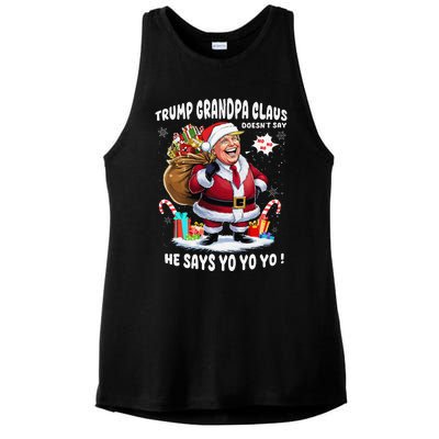 Trump Grandpa Claus Yo Yo Yo Christmas Ladies PosiCharge Tri-Blend Wicking Tank