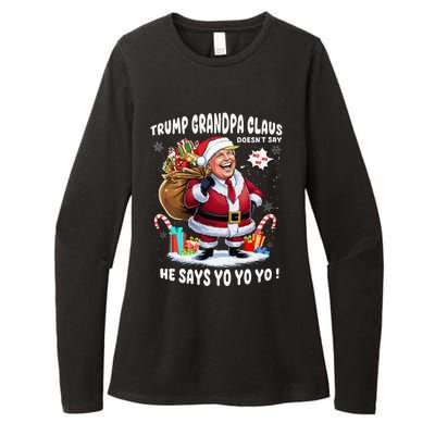 Trump Grandpa Claus Yo Yo Yo Christmas Womens CVC Long Sleeve Shirt