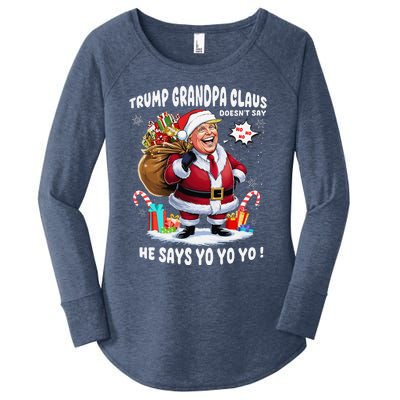 Trump Grandpa Claus Yo Yo Yo Christmas Women's Perfect Tri Tunic Long Sleeve Shirt