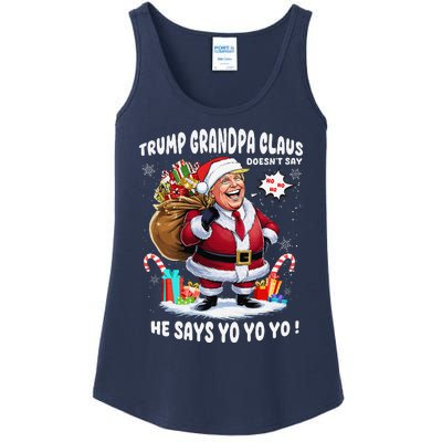 Trump Grandpa Claus Yo Yo Yo Christmas Ladies Essential Tank