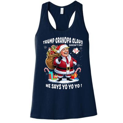 Trump Grandpa Claus Yo Yo Yo Christmas Women's Racerback Tank