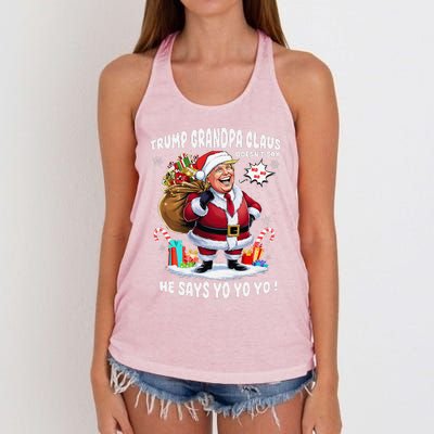 Trump Grandpa Claus Yo Yo Yo Christmas Women's Knotted Racerback Tank