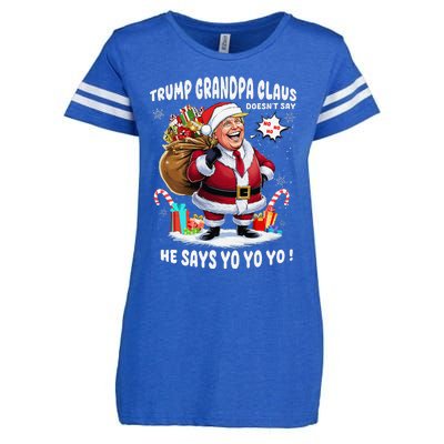 Trump Grandpa Claus Yo Yo Yo Christmas Enza Ladies Jersey Football T-Shirt