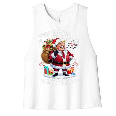 Trump Grandpa Claus Yo Yo Yo Christmas Women's Racerback Cropped Tank