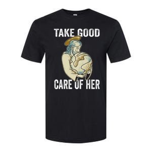 Take Good Care Earth Jesus Earth Day Softstyle CVC T-Shirt