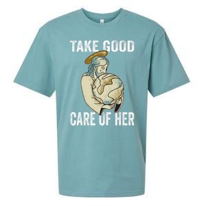 Take Good Care Earth Jesus Earth Day Sueded Cloud Jersey T-Shirt