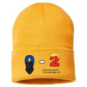 Trump Golf Course Gunshots 02 Trump Is Safe Sustainable Knit Beanie