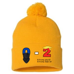 Trump Golf Course Gunshots 02 Trump Is Safe Pom Pom 12in Knit Beanie