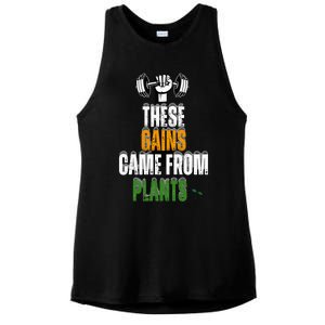 These Gains Came From Plants Plantbased Or Vegan Diet Ladies PosiCharge Tri-Blend Wicking Tank