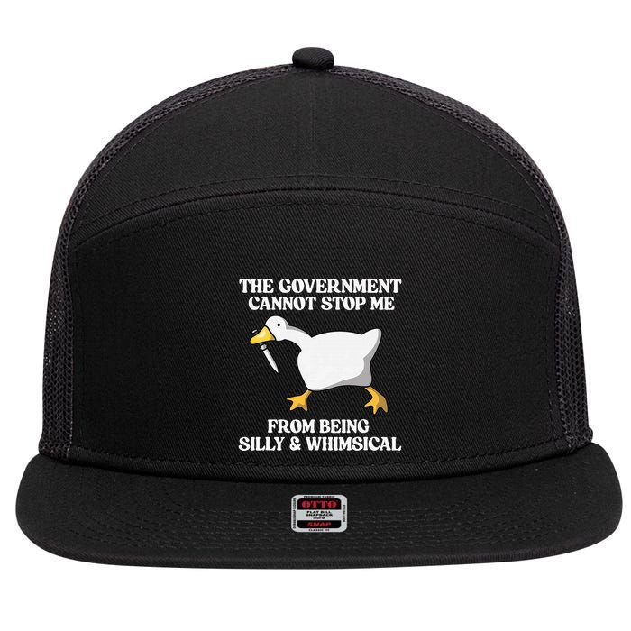 The Government Cannot Stop Me From Being Silly And Whimsical 7 Panel Mesh Trucker Snapback Hat