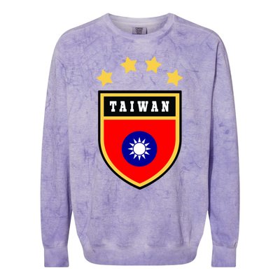 Taiwan Gift Coat Of Arms Tee Flag Souvenir Taipei Funny Gift Colorblast Crewneck Sweatshirt