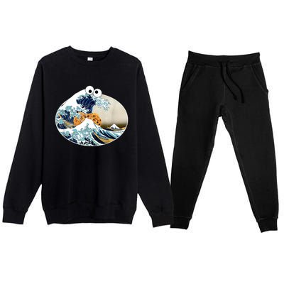 The Great Cookie Eating Wave Off Kanagawa Googly Premium Crewneck Sweatsuit Set