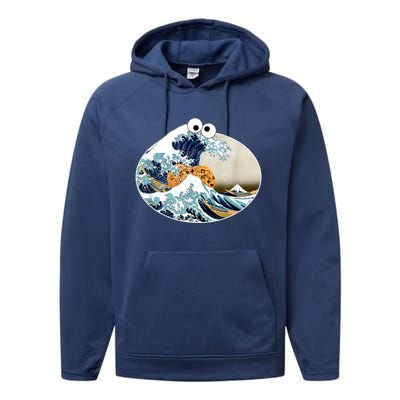 The Great Cookie Eating Wave Off Kanagawa Googly Performance Fleece Hoodie