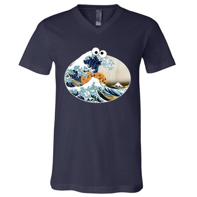 The Great Cookie Eating Wave Off Kanagawa Googly V-Neck T-Shirt