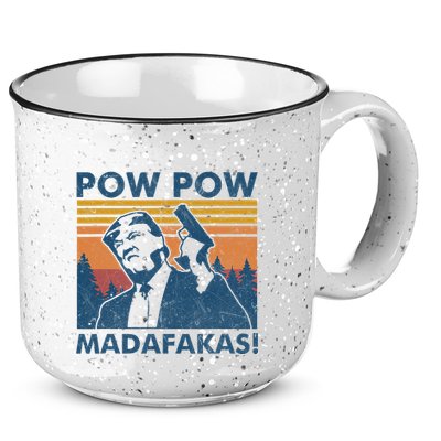 Trump Gun Cat Pew Pew Madafakas Vintage Crazy Funny Pow Pow 15oz Campfire Ceramic Mug