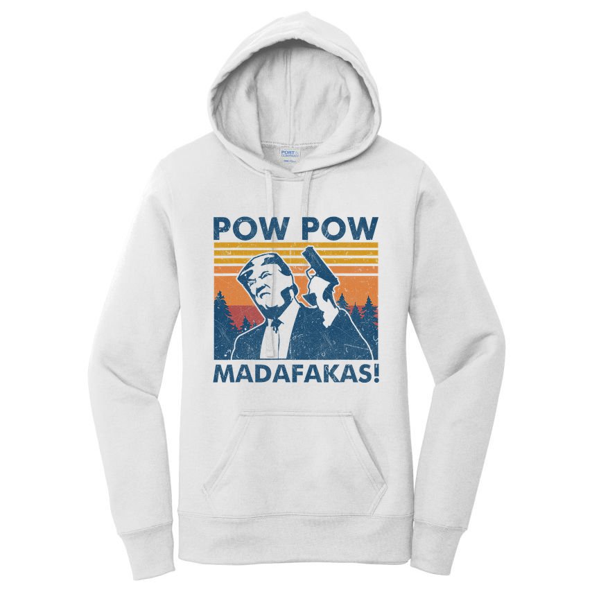 Trump Gun Cat Pew Pew Madafakas Vintage Crazy Funny Pow Pow Women's Pullover Hoodie