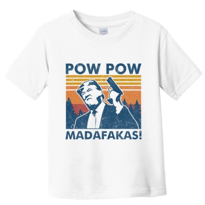 Trump Gun Cat Pew Pew Madafakas Vintage Crazy Funny Pow Pow Toddler T-Shirt