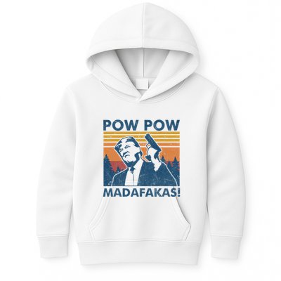 Trump Gun Cat Pew Pew Madafakas Vintage Crazy Funny Pow Pow Kids Hoodie