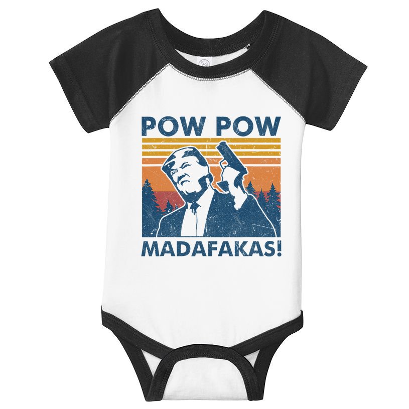 Trump Gun Cat Pew Pew Madafakas Vintage Crazy Funny Pow Pow Infant Baby Jersey Bodysuit