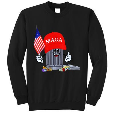 Trump Garbage Can Cartoon Character American Flag Sweatshirt