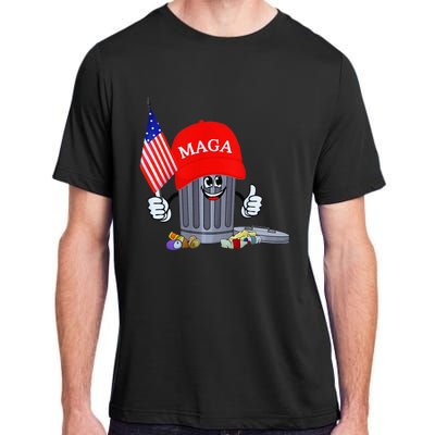 Trump Garbage Can Cartoon Character American Flag Adult ChromaSoft Performance T-Shirt